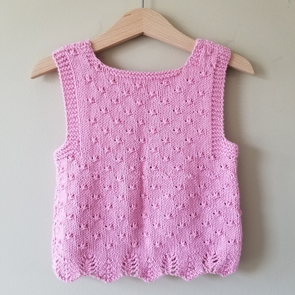 NEW Hand Knitted 2-3 Years old Sleeves Summer Tank Top - Picture 3 of 4